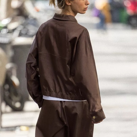 Zara NWT brown satin collared jacket - Picture 12 of 13